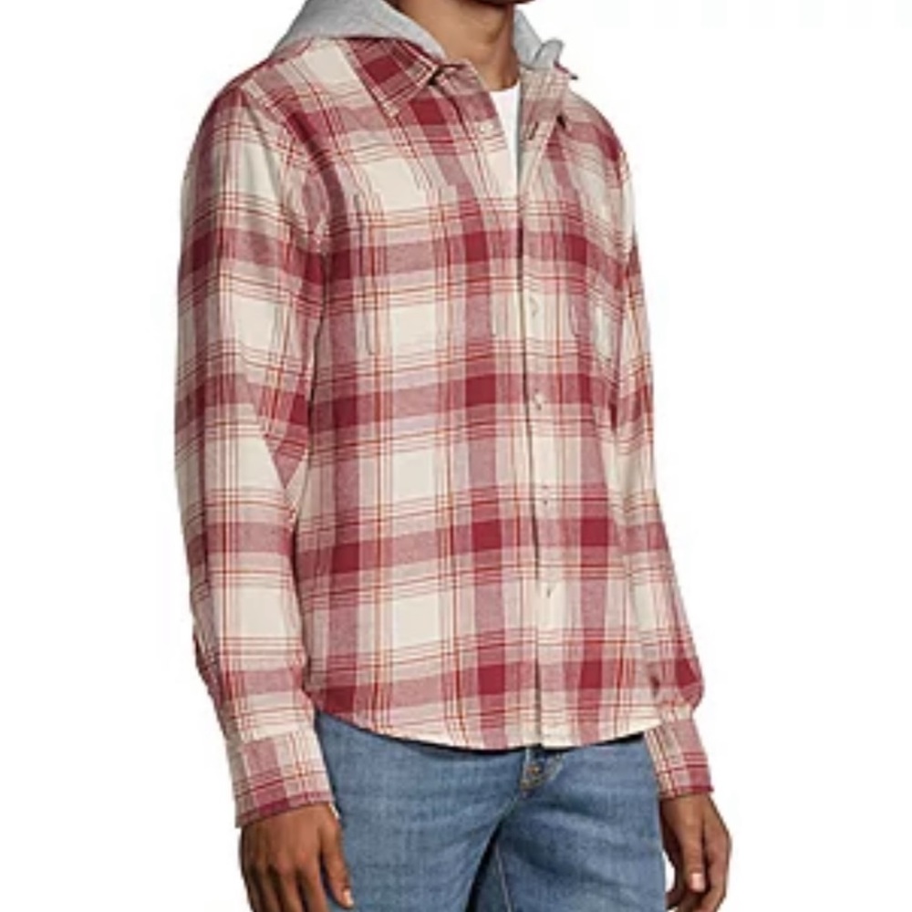 Men’s Hooded Light Weight Flannel Jacket Size XL